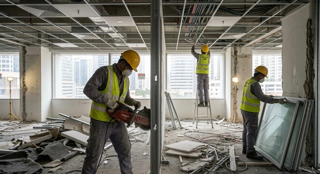 Hacking and demolition works